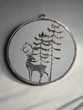 Indlæs billede til gallerivisning Handmade reindeer and tree silver wall art for indoors/outdoors 30 x 1 x 32cm - Marissa's Garden & Gift