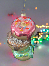 Load image into Gallery viewer, Christmas glass stacking donuts decoration/christmas/seasonal/ glass hanging item - Marissa's Garden & Gift