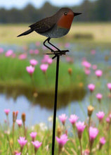 Load image into Gallery viewer, Handmade powder coated Robin on a pole sculpture 130cm tall - Marissa's Garden & Gift