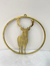 Afbeelding in Gallery-weergave laden, Handmade reindeer gold wall art for indoors/outdoors 30 x 1 x 32cm - Marissa's Garden & Gift
