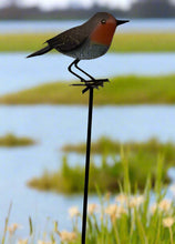 Load image into Gallery viewer, Handmade powder coated Robin on a pole sculpture 130cm tall - Marissa's Garden & Gift