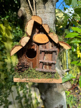 Afbeelding in Gallery-weergave laden, Handmade wooden Birdhouse with wooden stairs & acorn design 16 x 11 x 17cm - Marissa's Garden & Gift