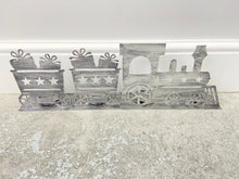 Load image into Gallery viewer, Handmade Christmas silver three piece train set measuring 50 x 8 x 16cm - Marissa's Garden & Gift