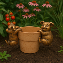 Load image into Gallery viewer, Polyresin pair of bronze coloured pigs pot hangers - Marissa's Garden & Gift