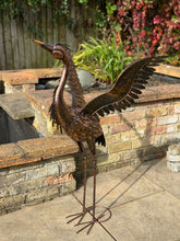 Load image into Gallery viewer, Large Bronze with gold brush Heron Dimensions are 79 x 60 x 107cm. | Garden Statue | Bird Yard Art | Outdoor Decor - Marissa's Garden & Gift