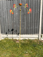 Load image into Gallery viewer, Handmade powder coated robin sculpture rocker and rain catcher standing at 150cm tall - Marissa's Garden & Gift