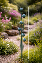 Load image into Gallery viewer, Handmade powder coated poppy’s on a stake 120cm