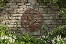 Afbeelding in Gallery-weergave laden, Handmade bronze 60cm wall plaque of coloured family of robins birds Tree of life Wall Plaque, bronze coloured Metal, Garden/indoor Wall Art