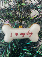 Load image into Gallery viewer, Glass dog bone Christmas bauble tree hanging decoration/christmas/seasonal/ glass hanging item - Marissa's Garden & Gift