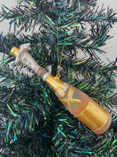 Indlæs billede til gallerivisning Glass champagne bottle bauble tree hanging decoration/christmas/seasonal/ glass hanging item - Marissa's Garden & Gift