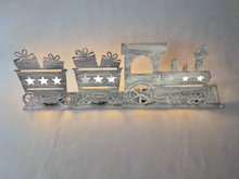 Load image into Gallery viewer, Handmade Christmas silver three piece train set measuring 50 x 8 x 16cm - Marissa's Garden & Gift