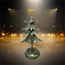 Load image into Gallery viewer, Handmade Christmas metal tree table decoration green with gold brushed effect 16 x 10 x 31cm - Marissa's Garden & Gift