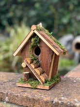 Laden Sie das Bild in den Galerie-Viewer, Handmade wooden birdhouse hut with ladder 18x12x19.5cm - Marissa's Garden & Gift