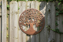 Laden Sie das Bild in den Galerie-Viewer, Handmade tree of life with heart and lovebirds bronze effect 60cm wall art suitable for indoors/outdoors anniversary/birthday gift