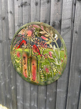 Laden Sie das Bild in den Galerie-Viewer, Handmade rusty 60cm wall plaque acrylic mirror of robin birds Tree Wall Plaque, Rusted coloured Metal, Garden/indoor Wall Art with peeling effect - Marissa's Garden & Gift