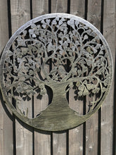 Indlæs billede til gallerivisning Handmade silver tree of life wall art with heart in the middle with two lovebirds indoors/outdoors 60cm - Marissa's Garden & Gift