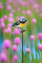 Load image into Gallery viewer, Handmade powder coated Blue tit on a pole sculpture 130cm tall - Marissa's Garden & Gift
