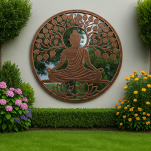 Afbeelding in Gallery-weergave laden, Handmade 60cm bronze with black touch metal Wall Plaque with acrylic mirror, colourful Metal, Garden/indoor Wall Art powder coated steel - Marissa's Garden & Gift