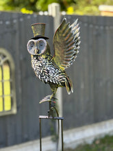 Load image into Gallery viewer, Handmade powder coated owl sculpture rocker 164cm tall - Marissa's Garden & Gift