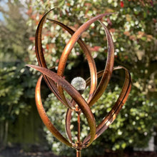 Load image into Gallery viewer, knightsbridge Bronze windsculpture/windspinner with solar bulb measuring 61 x 61 x 208cm - Marissa's Garden & Gift