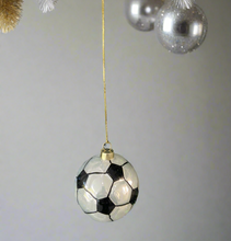 Load image into Gallery viewer, Glass Christmas football Christmas bauble tree hanging decoration/christmas/seasonal/ glass hanging item - Marissa's Garden & Gift