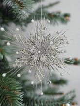 Charger l'image dans la galerie, Handmade silver hanging snowflake Christmas bauble tree hanging decoration/christmas/seasonal/ resin hanging item measuring 19 x 2 x 23cm - Marissa's Garden & Gift