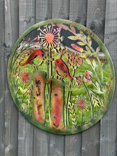 Laden Sie das Bild in den Galerie-Viewer, Handmade rusty 60cm wall plaque acrylic mirror of robin birds Tree Wall Plaque, Rusted coloured Metal, Garden/indoor Wall Art with peeling effect - Marissa's Garden & Gift