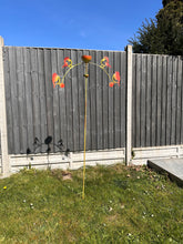 Load image into Gallery viewer, Handmade powder coated robin sculpture rocker and rain catcher standing at 150cm tall - Marissa's Garden & Gift