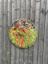 Laden Sie das Bild in den Galerie-Viewer, Handmade rusty 60cm wall plaque acrylic mirror of robin birds Tree Wall Plaque, Rusted coloured Metal, Garden/indoor Wall Art with peeling effect - Marissa's Garden & Gift
