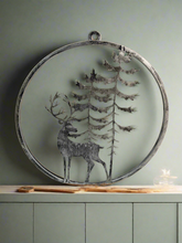 Indlæs billede til gallerivisning Handmade reindeer and tree silver wall art for indoors/outdoors 30 x 1 x 32cm - Marissa's Garden & Gift