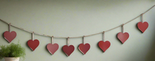 Afbeelding in Gallery-weergave laden, Handmade powder coated hanging red heart garland measuring 150 x 20 x 1cm - Marissa's Garden & Gift