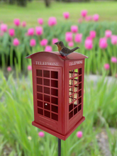 Laden Sie das Bild in den Galerie-Viewer, Robin telephone box bird feeder for garden/outdoor space powder coated steel - Marissa's Garden & Gift