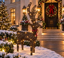 Load image into Gallery viewer, Handmade Christmas indoor/ outdoor reindeer with led lights 45cm