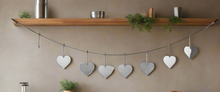 Afbeelding in Gallery-weergave laden, Handmade powder coated hanging silver heart garland measuring 150 x 20 x 1cm - Marissa's Garden & Gift
