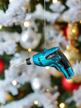Afbeelding in Gallery-weergave laden, Glass Christmas tool drill Christmas bauble tree hanging decoration/christmas/seasonal/ glass hanging item - Marissa's Garden & Gift