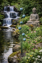 Load image into Gallery viewer, Handmade powder coated poppy’s on a stake 120cm