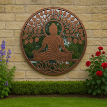 Afbeelding in Gallery-weergave laden, Handmade 60cm bronze with black touch metal Wall Plaque with acrylic mirror, colourful Metal, Garden/indoor Wall Art powder coated steel - Marissa's Garden & Gift