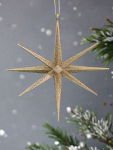 Load image into Gallery viewer, Gold glitter hanging star Christmas bauble tree hanging decoration/christmas/seasonal/ resin hanging item - Marissa's Garden & Gift