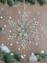 Charger l'image dans la galerie, Handmade silver hanging snowflake Christmas bauble tree hanging decoration/christmas/seasonal/ resin hanging item measuring 19 x 2 x 23cm - Marissa's Garden & Gift