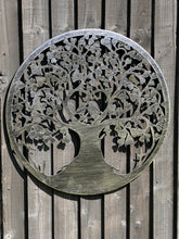 Indlæs billede til gallerivisning Handmade silver tree of life wall art with heart in the middle with two lovebirds indoors/outdoors 60cm - Marissa's Garden & Gift