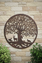 Afbeelding in Gallery-weergave laden, Handmade bronze 60cm bronze wall plaque of Woodland animals Tree Wall Plaque, powder coated steel , indoor/outdoor Wall Art