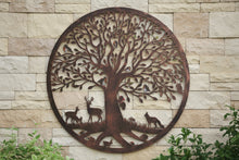 Afbeelding in Gallery-weergave laden, Handmade bronze 60cm bronze wall plaque of Woodland animals Tree Wall Plaque, powder coated steel , indoor/outdoor Wall Art
