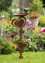 Load image into Gallery viewer, Bronze Robin heart bird feeder for garden/outdoor space