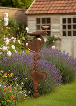 Load image into Gallery viewer, Bronze Robin heart bird feeder for garden/outdoor space