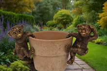 Load image into Gallery viewer, Polyresin pair of bronze coloured monkey pot hangers - Marissa's Garden & Gift