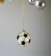 Load image into Gallery viewer, Glass Christmas football Christmas bauble tree hanging decoration/christmas/seasonal/ glass hanging item - Marissa's Garden & Gift