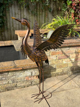 Load image into Gallery viewer, Large Bronze with gold brush Heron Dimensions are 79 x 60 x 107cm. | Garden Statue | Bird Yard Art | Outdoor Decor - Marissa's Garden & Gift
