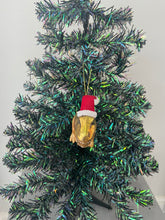Indlæs billede til gallerivisning Glass Christmas dinosaur with hat Christmas bauble tree hanging decoration/christmas/seasonal/ glass hanging item - Marissa's Garden & Gift