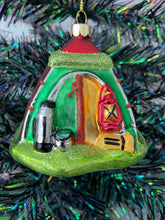 Load image into Gallery viewer, Glass Christmas camping tent/campers tent Christmas bauble tree hanging decoration/christmas/seasonal/ glass hanging item - Marissa's Garden & Gift