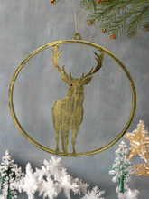 Afbeelding in Gallery-weergave laden, Handmade reindeer gold wall art for indoors/outdoors 30 x 1 x 32cm - Marissa's Garden & Gift